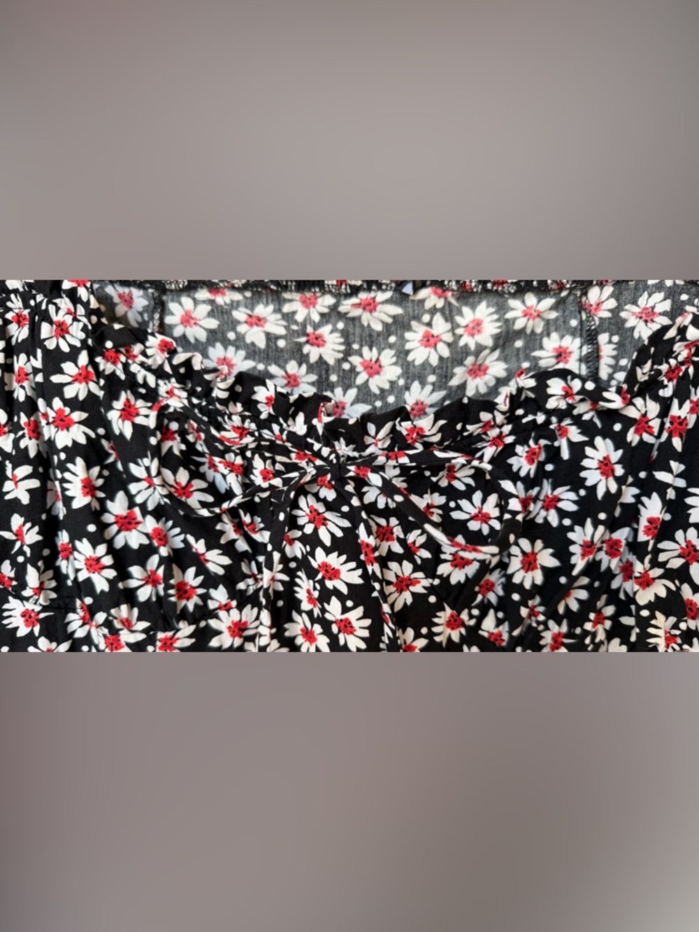 Zara Daisy Mini Dress Black White Red Phoebe Floral Print Puff Sleeve Size Small - Picture 6 of 12